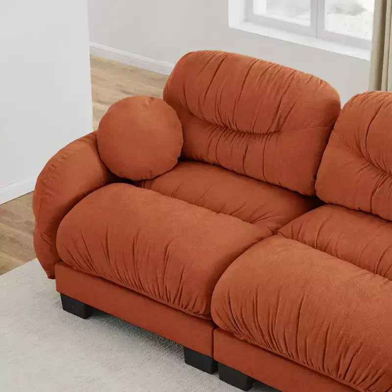GDFStudio Katarzyna, Canapé sectionnel moderne à 2 places en chenille avec coussins ronds et accoudoirs incurvés