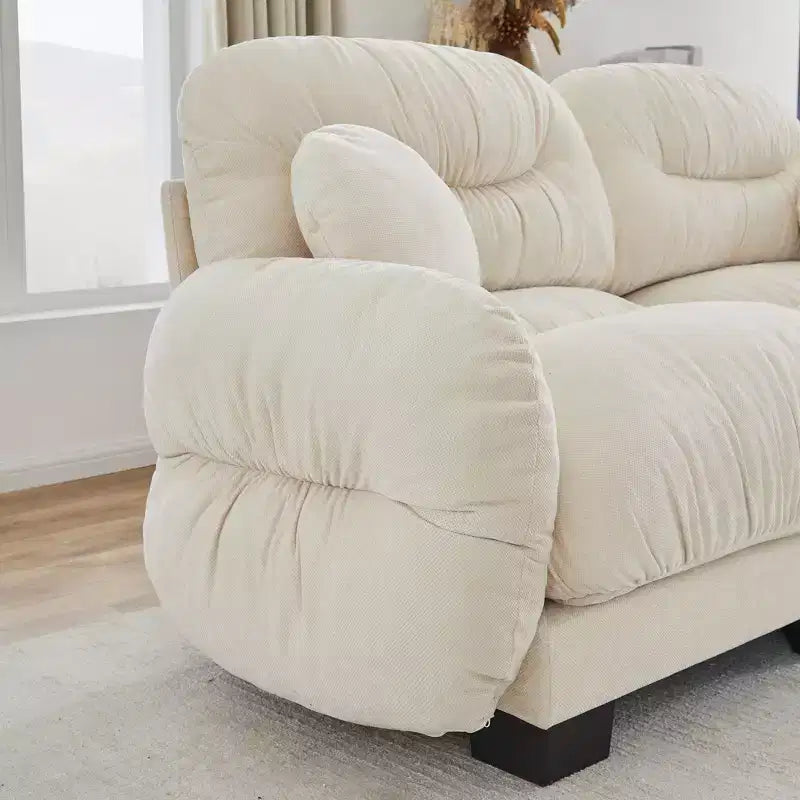 GDFStudio Katarzyna, Canapé sectionnel moderne à 2 places en chenille avec coussins ronds et accoudoirs incurvés