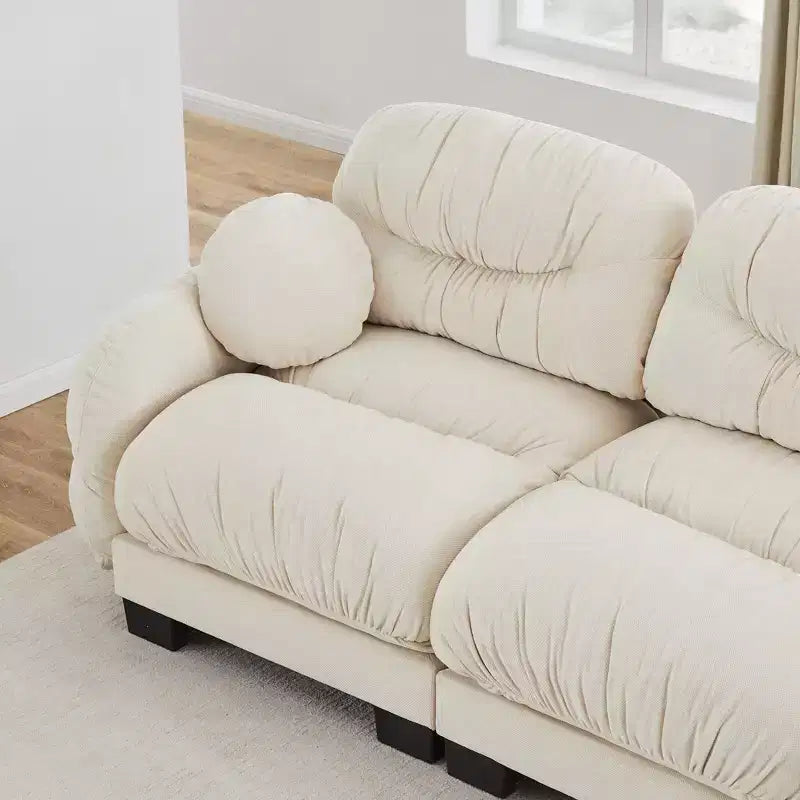 GDFStudio Katarzyna, Canapé sectionnel moderne à 2 places en chenille avec coussins ronds et accoudoirs incurvés