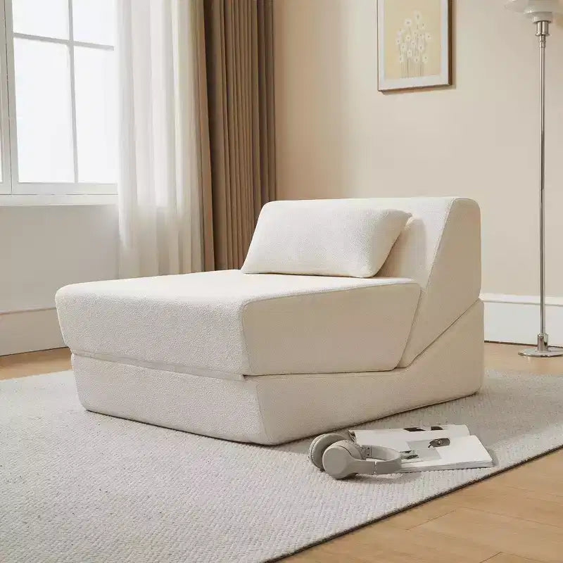 MAYEERTY Poltrona Letto Trasformabile 2 in 1 in Tessuto Lana Alpaca, Salvaspazio, per Piccoli Spazi, Soggiorno, Dormitorio, Appartamento