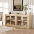 Hallway Sideboard Buffet Cabinet,Liquor Coffee Bar Console Table,Kitchen Storage Sideboard w/ 4 Glass Door,Storage Credenza,Buffet Table