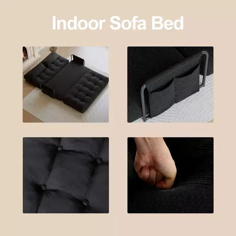 ALAULM Divano Letto Pieghevole a Due Posti, Divano Letto Pieghevole 2 in 1 con Cuscini, Schienale Regolabile, Braccioli e Borsa Portaoggetti