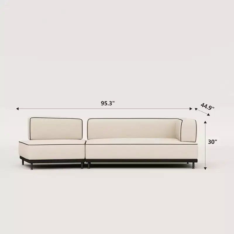Divano componibile moderno 2 pezzi con cuciture a contrasto e seduta extra profonda da 95,3" - Crema/Nero Gaoyangjiaju