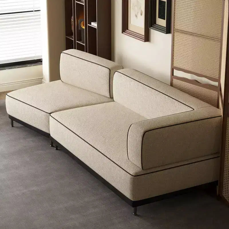 Divano componibile moderno 2 pezzi con cuciture a contrasto e seduta extra profonda da 95,3" - Crema/Nero Gaoyangjiaju