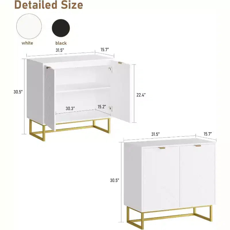 Mobile credenza a buffet moderno 2 pz. con ante a spina di pesce e ripiani, tavolo console per soggiorno/sala da pranzo, ingresso