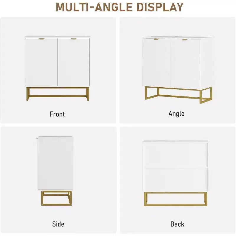 Mobile credenza a buffet moderno 2 pz. con ante a spina di pesce e ripiani, tavolo console per soggiorno/sala da pranzo, ingresso