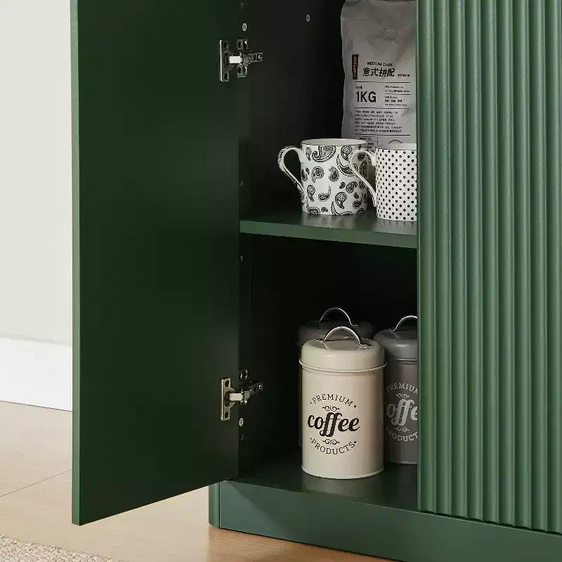 JVNOXK Madia moderna ondulata da 67 pollici, armadietto a 6 ante con funzione contenitore, adatta per cucina, camera da letto, soggiorno, Verde