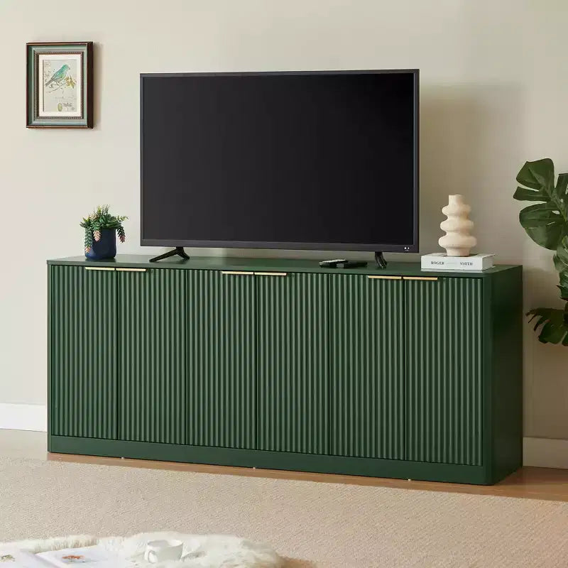 JVNOXK Madia moderna ondulata da 67 pollici, armadietto a 6 ante con funzione contenitore, adatta per cucina, camera da letto, soggiorno, Verde