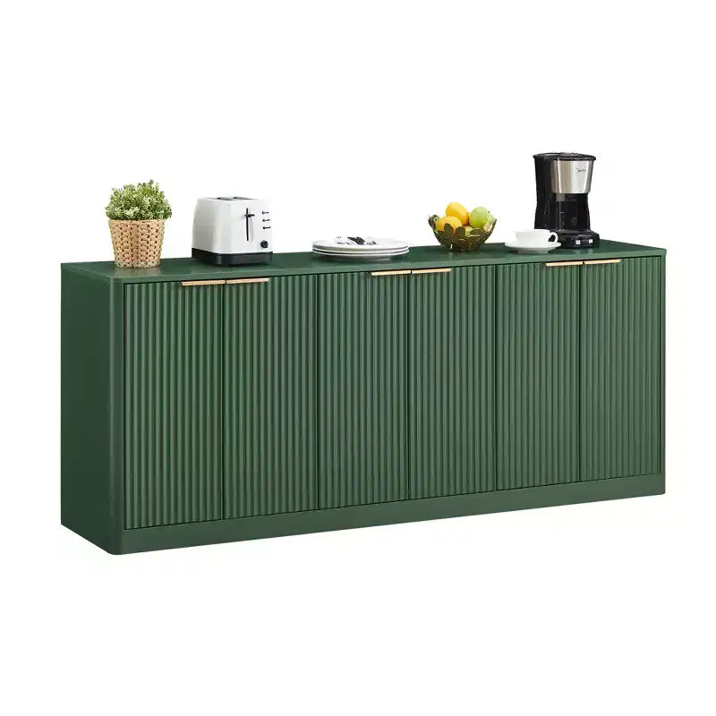 JVNOXK Madia moderna ondulata da 67 pollici, armadietto a 6 ante con funzione contenitore, adatta per cucina, camera da letto, soggiorno, Verde