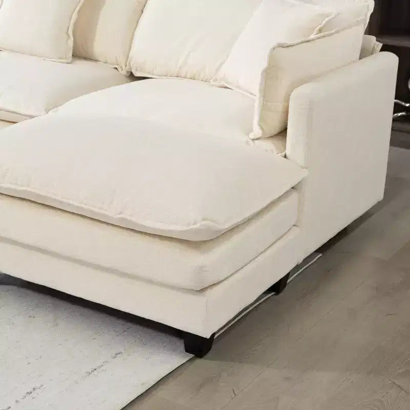 Canapé sectionnel modulaire moderne 4 places rembourré en chenille GDFStudio Dulles avec 2 poufs