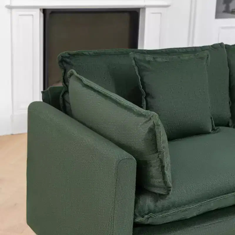 GDFStudio Fairmont 113.77 Divano componibile a 3 posti rivestito in ciniglia con pouf e cuscini lombari