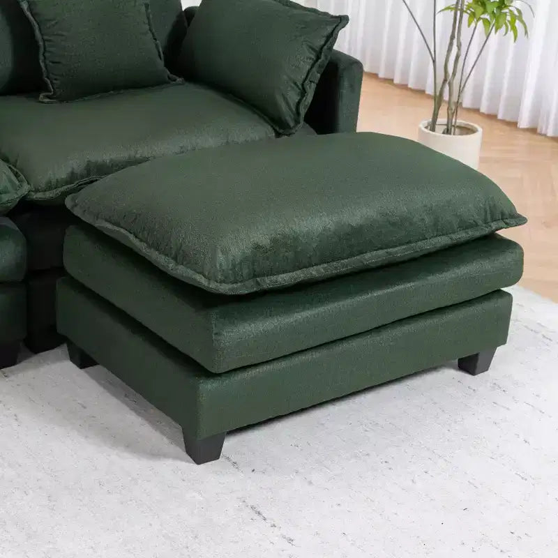 GDFStudio Fairmont 113.77 Divano componibile a 3 posti rivestito in ciniglia con pouf e cuscini lombari