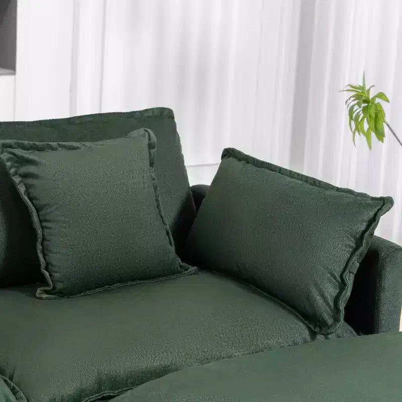 GDFStudio Fairmont 113.77 Divano componibile a 3 posti rivestito in ciniglia con pouf e cuscini lombari