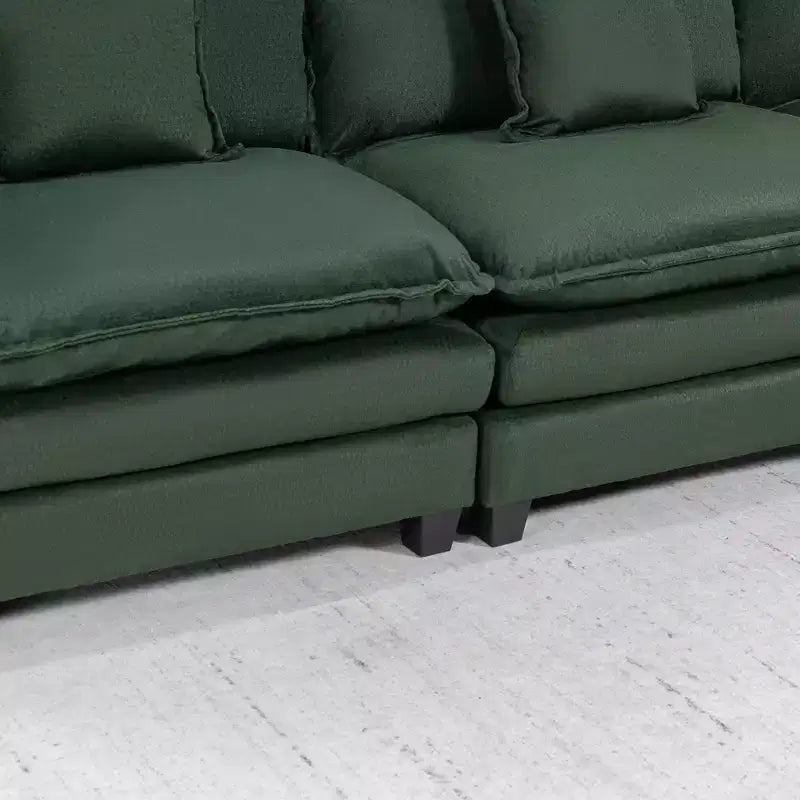 GDFStudio Fairmont 113.77 Divano componibile a 3 posti rivestito in ciniglia con pouf e cuscini lombari