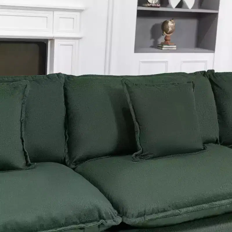 GDFStudio Fairmont 113.77 Divano componibile a 3 posti rivestito in ciniglia con pouf e cuscini lombari