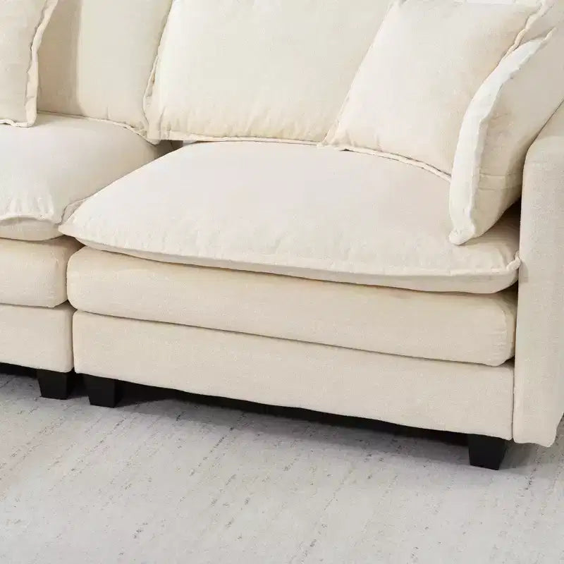 GDFStudio Fairmont 113.77 Divano componibile a 3 posti rivestito in ciniglia con pouf e cuscini lombari