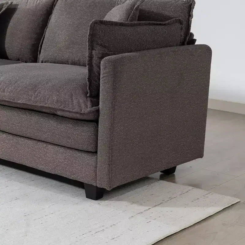 GDFStudio Fairmont 113.77 Divano componibile a 3 posti rivestito in ciniglia con pouf e cuscini lombari