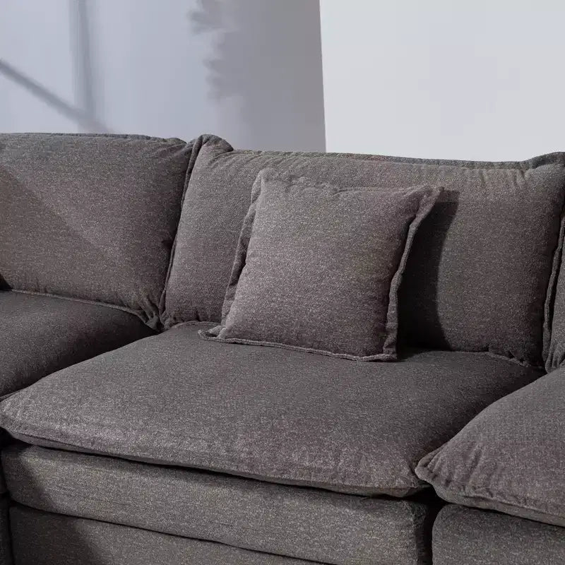 GDFStudio Fairmont 113.77 Divano componibile a 3 posti rivestito in ciniglia con pouf e cuscini lombari