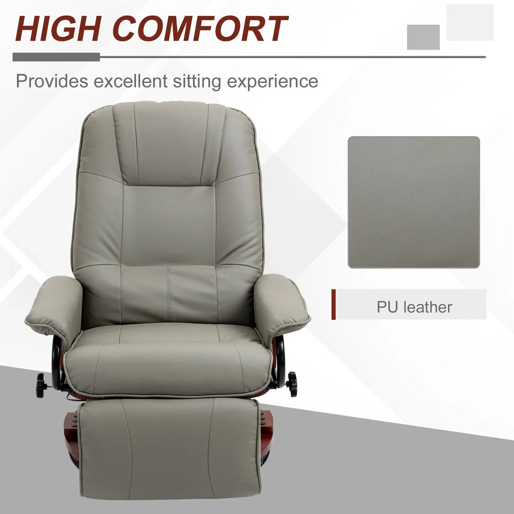 HomCom Faux Leather Adjustable Manual Swivel Base Recliner Chair with Comfortable and Relaxing Footrest