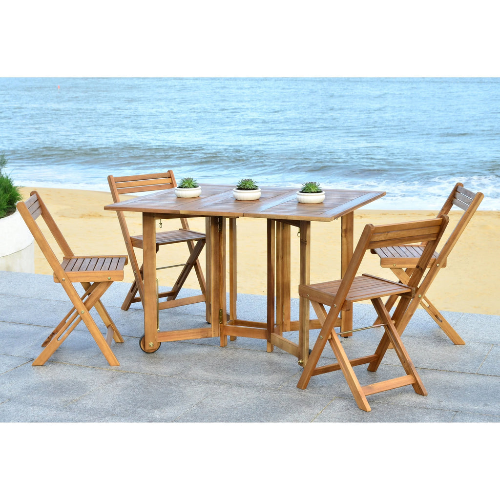 SAFAVIEH Outdoor Brandy 5-Piece Outdoor Dining Table Set - 43Wx35Dx29H