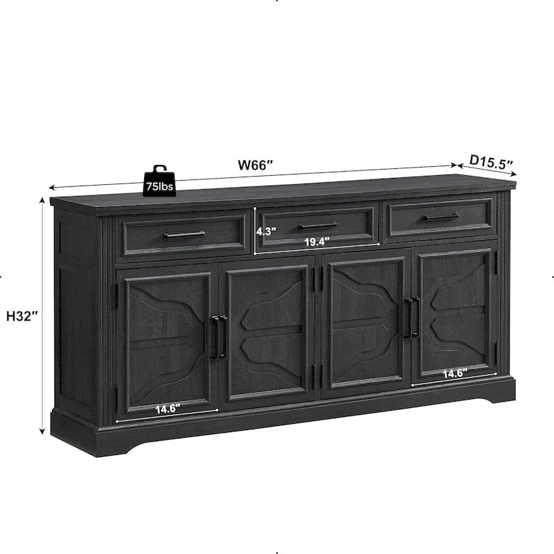 Farmhouse Buffet Sideboard Cabinet,Coffee Bar Wine Bar for Dining Room - N/A