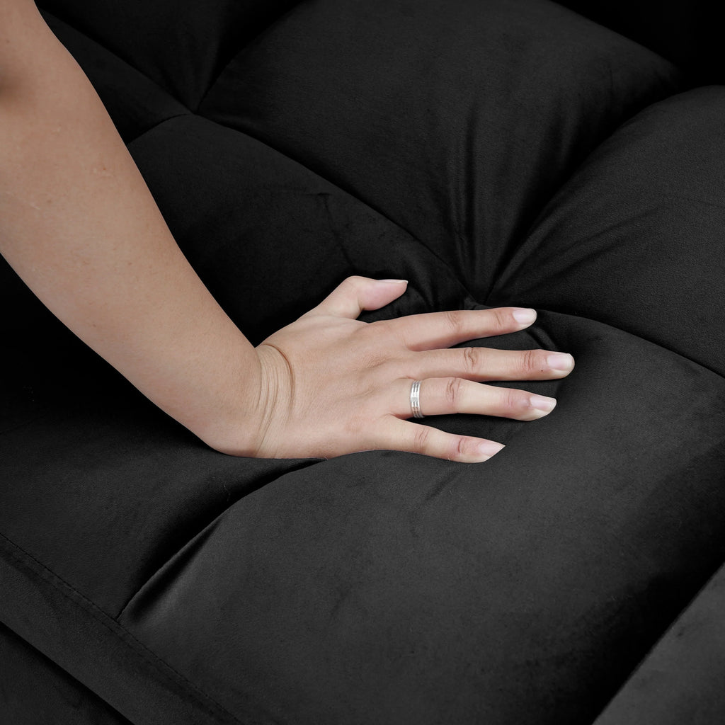 64.96 Velvet 3-in-1 Convertible Sofa Bed with Adjustable Back, Storage Pocket, and 500lb Weight Capacity