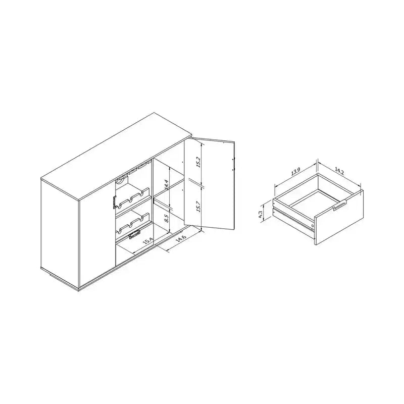 24/7 Shop At Home Credenza Moderna Multiuso Roslyn Espresso: Portabottiglie, Portabicchieri, Vetrina per Stoviglie