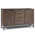 60" Devlin Mid-Century Sideboard with Centre Drawers Walnut Brown - WyndenHall: Hardwood Credenza, Adjustable Shelves