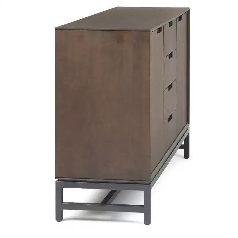 Mobile contenitore Devlin Mid-Century da 60” con cassetti centrali Marrone Noce - WyndenHall: Credenza in legno massello, Ripiani regolabili