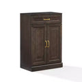 Crosley 36" Stanton Kitchen Storage Cabinet Coffee: Adjustable Shelves, MDF Frame, Wood Veneer, 2 Doors, 1 Drawer