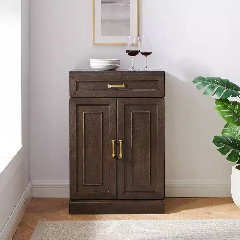 Crosley 36" Armadio contenitore da cucina Stanton Caffè: Ripiani regolabili, Struttura in MDF, Impiallacciatura in legno, 2 ante, 1 cassetto