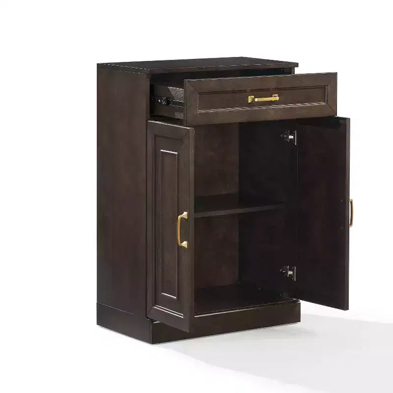 Crosley 36" Armadio contenitore da cucina Stanton Caffè: Ripiani regolabili, Struttura in MDF, Impiallacciatura in legno, 2 ante, 1 cassetto