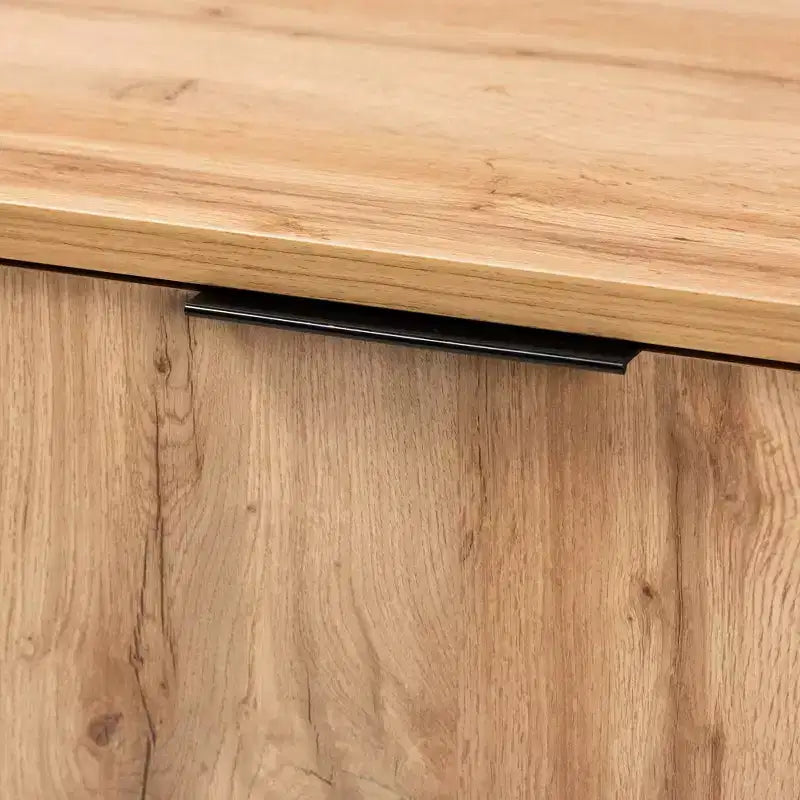 Reid Madia a 3 Cassetti in Legno e Metallo Rovere/Nero - Baxton Studio