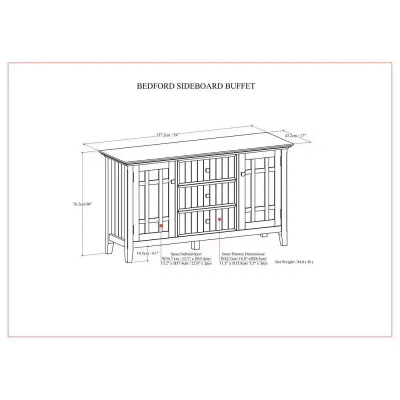 Madia/credenza Bissell in legno naturale - WyndenHall: Portabottiglie, ripiani regolabili, pino e compensato