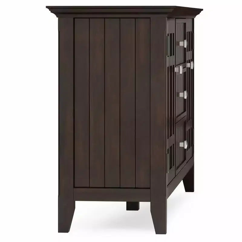 Madia/credenza Bissell in legno naturale - WyndenHall: Portabottiglie, ripiani regolabili, pino e compensato