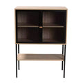 Baxton Studio Asher Wood and Metal 2 Door Sideboard Dining Cabinet Natural Brown/Black : Fixed Shelves, Particle Board Frame