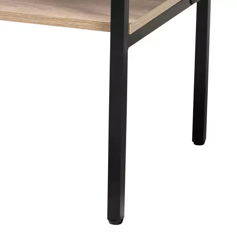 Baxton Studio Asher Credenza con 2 Ante in Legno e Metallo, Mobile da Pranzo Marrone Naturale/Nero: Ripiani Fissi, Struttura in Truciolato