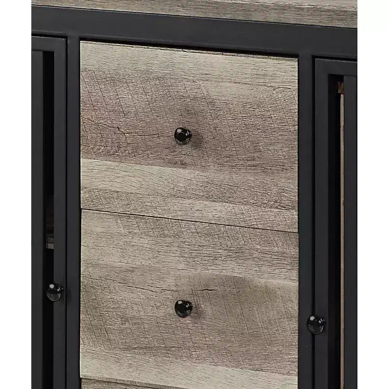 Mobile da cucina e sala da pranzo Zudora da 47" con finitura quercia antica e nero sabbia - Acme Furniture: struttura in metallo, scomparti divisi, legno composito
