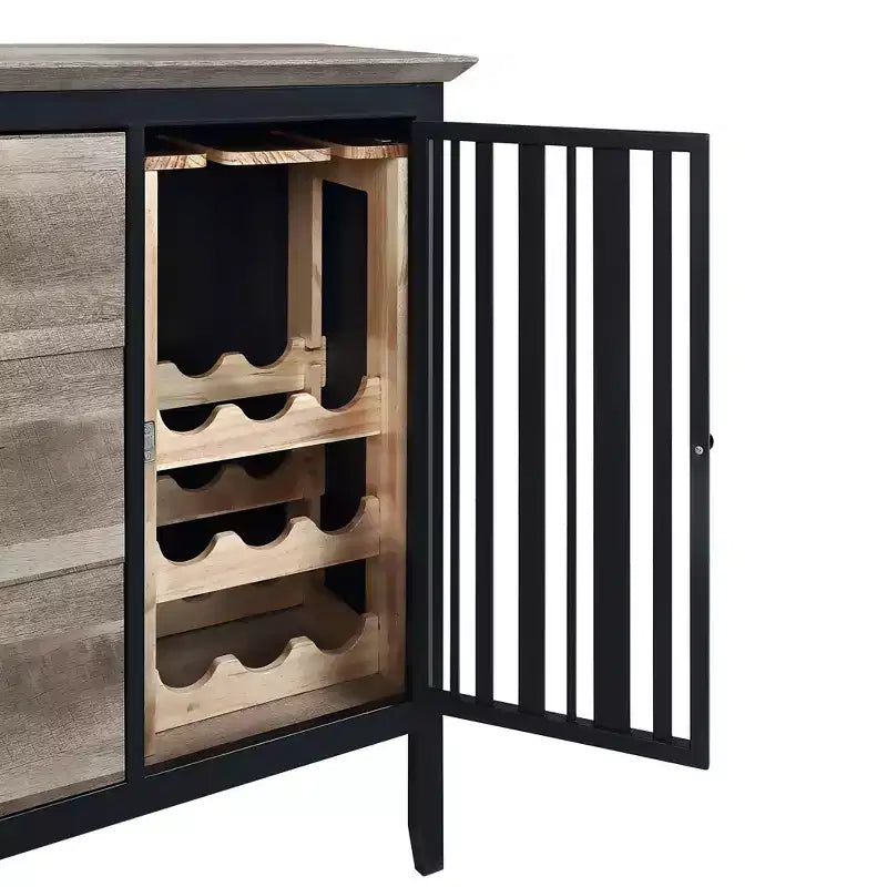 Mobile da cucina e sala da pranzo Zudora da 47" con finitura quercia antica e nero sabbia - Acme Furniture: struttura in metallo, scomparti divisi, legno composito