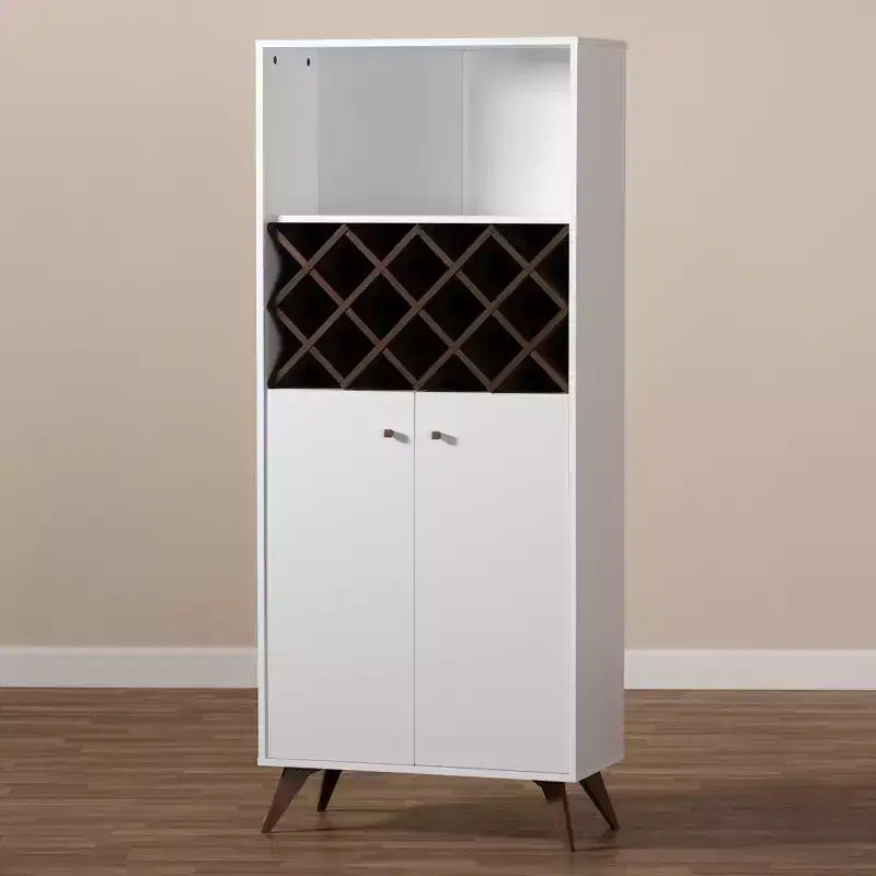 Serafino e mobile bar in legno finitura noce Bianco/Marrone - BaxtonStudio