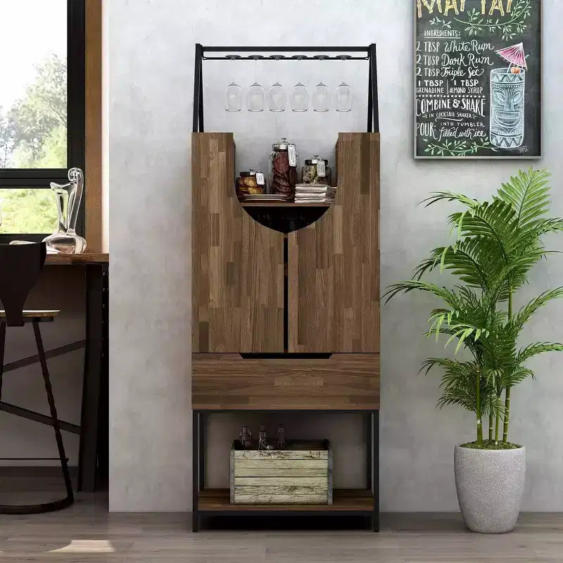 24/7 Shop At Home Mobile Cantinetta Meluse Multi Storage Legno Hickory Chiaro: Elegante Credenza da Pranzo, Bar e Cantina