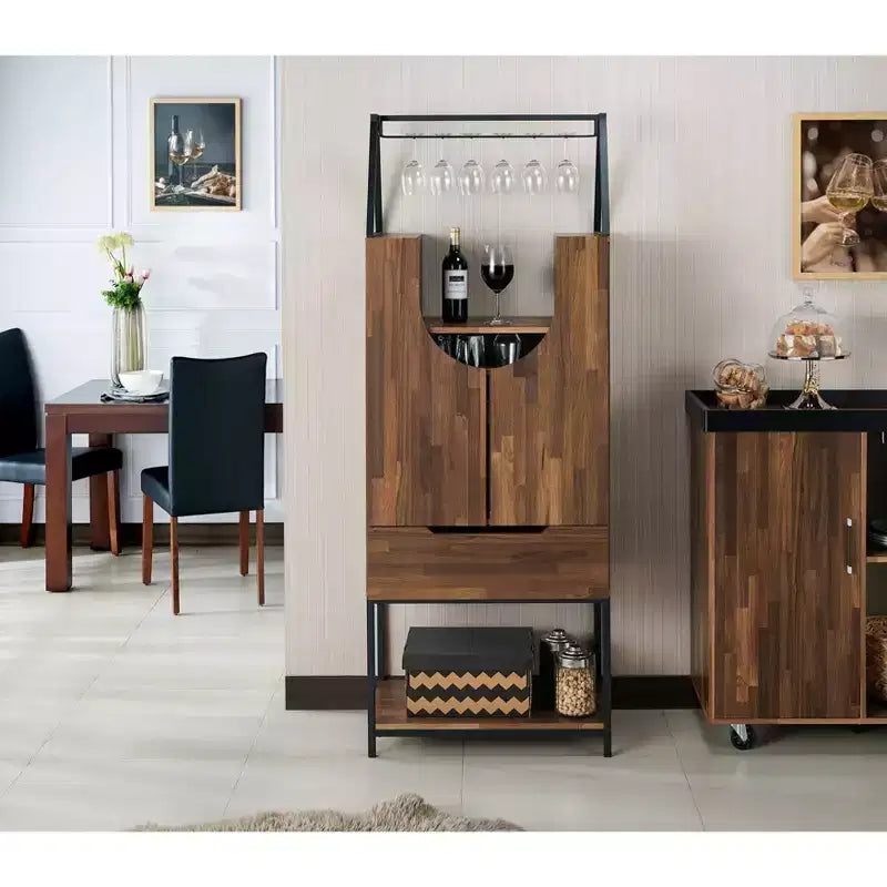 24/7 Shop At Home Mobile Cantinetta Meluse Multi Storage Legno Hickory Chiaro: Elegante Credenza da Pranzo, Bar e Cantina