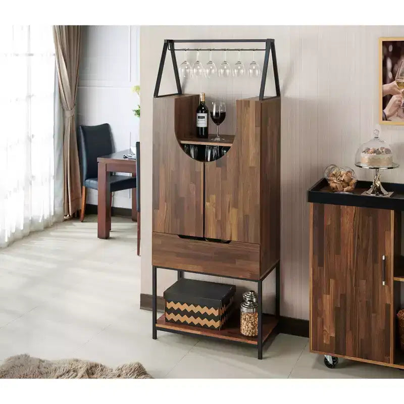 24/7 Shop At Home Mobile Cantinetta Meluse Multi Storage Legno Hickory Chiaro: Elegante Credenza da Pranzo, Bar e Cantina