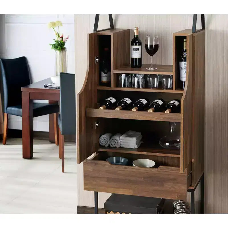 24/7 Shop At Home Mobile Cantinetta Meluse Multi Storage Legno Hickory Chiaro: Elegante Credenza da Pranzo, Bar e Cantina