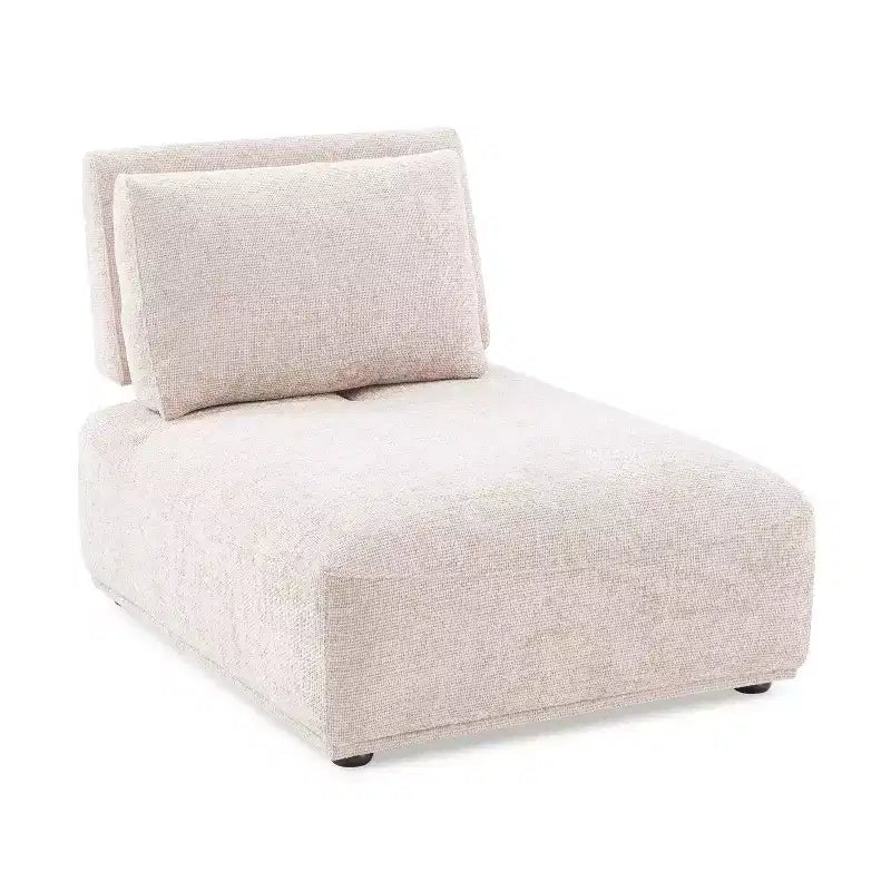 HOMES: Inside + Out Povoa Modern Modular Armless Chair Chenille with Extendable Backrest Light Brown