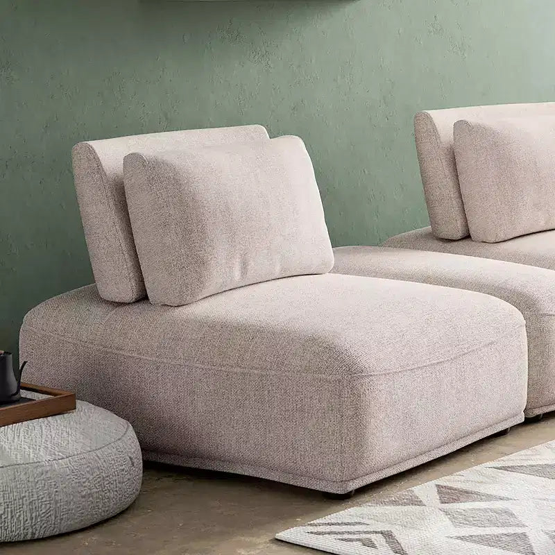 HOMES: Inside + Out Poltrona modulare moderna Povoa senza braccioli in ciniglia con schienale allungabile marrone chiaro