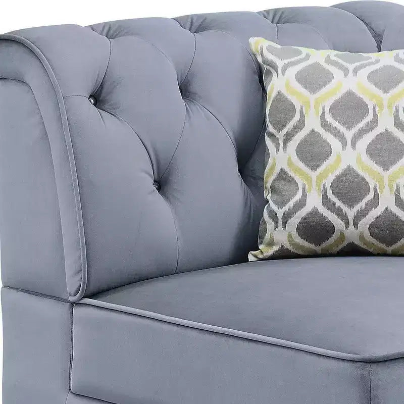 Acme Furniture Bois II Modulare Angolare Sezionale in Velluto Grigio
