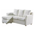 Henri Upholstered Sofa Almond Cream - HOMES: Inside + Out: Transitional L-Shaped Microfiber Sectional