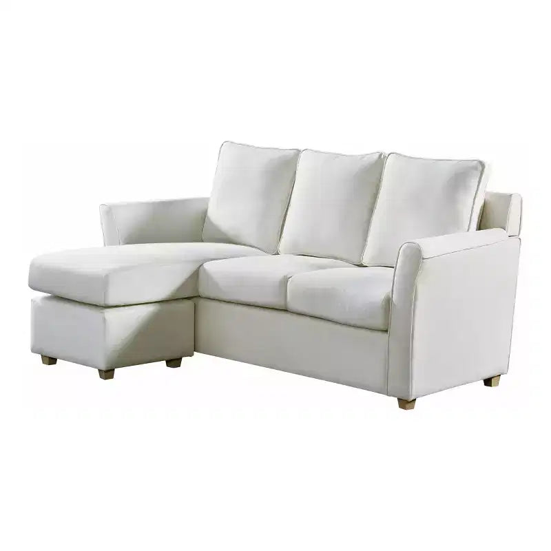Henri Upholstered Sofa Almond Cream - HOMES: Inside + Out: Transitional L-Shaped Microfiber Sectional