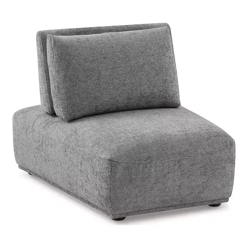 HOMES: Inside + Out Chaise sans accoudoirs trapézoïdale modulaire moderne Povoa en chenille avec dossier extensible Gris
